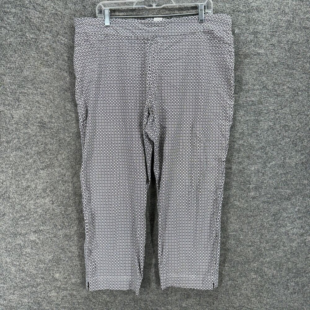 Cathy Daniels Cropped Pants Women XL Black Geometric High Rise Flat Front PullOn
